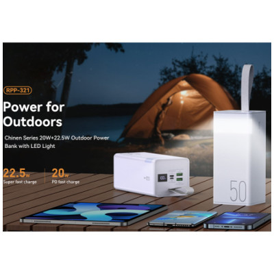 REMAX Chinen Series 20W+22.5W Fast Charging Power Bank with LED Light 50000mAh RPP-321