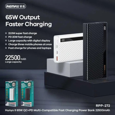 REMAX Hunyo II PD 65W + QC 22.5W Multi-Compatible Fast Charging Power Bank 22500mAh RPP-272