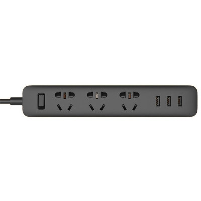 Мережевий фільтр-подовжувач Xiaomi Mi Power Strip 3 розетки + 3 USB-port Black (NRB4002CN, NRB4015CN)