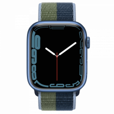 Apple Watch Series 7 GPS 41mm Blue Aluminum Case With Sport Loop Abyss Blue/Moss Green (MKNH3)
