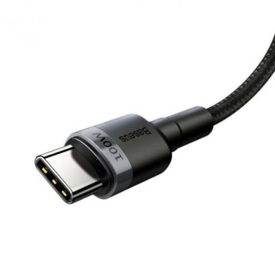 Кабель USB Type-C Baseus Cafule PD2.0 100W flash charging Type-C For Type-C cable (20V 5A) 2m Gray+Black (CATKLF-ALG1)