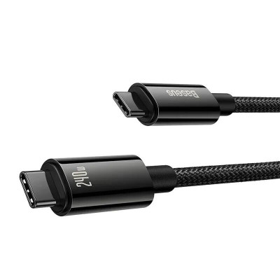 Кабель USB Type-C Baseus Tungsten Gold Fast Charging Data USB-C to USB-C 240W 1m Black (CAWJ040001)