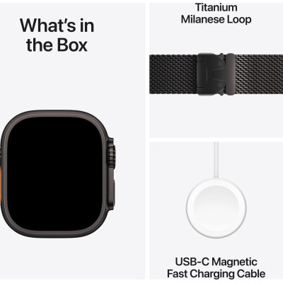 Apple Watch Ultra 2 GPS + Cellular 49mm Black Titanium Case w. Black Titanium Milanese Loop - S (MX4W3)