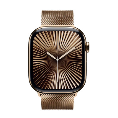 Apple Watch Series 10 GPS + Cellular 46mm Gold Titanium Case w. Gold Milanese Loop - M/L (MX003)