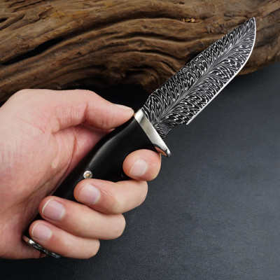Премиум Нож Xiaomi HX Outdoors Feather Pattern Handmade Knife Damascuss (DM-033/6926912664052)