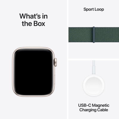 Apple Watch SE 2 GPS 44mm Starlight Aluminium Case w. Lake Green Sport Loop (MXEW3)