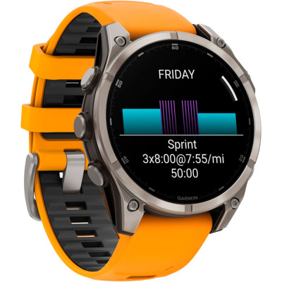Garmin Fenix 8 47mm AMOLED Sapphire Titanium w. Spark Orange/Graphite Silicone Band (010-02904-10/11/19)