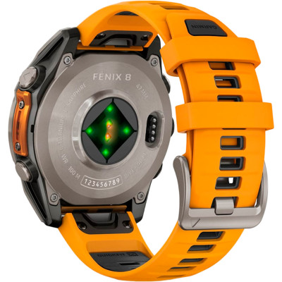 Garmin Fenix 8 47mm AMOLED Sapphire Titanium w. Spark Orange/Graphite Silicone Band (010-02904-10/11/19)