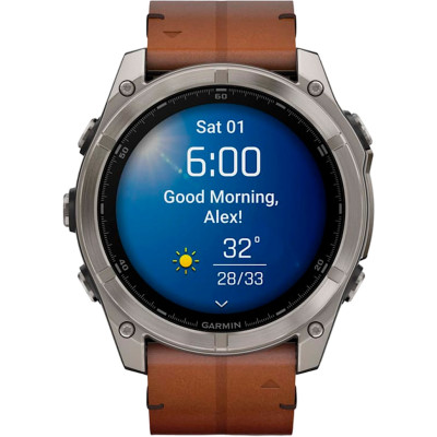 Garmin Fenix 8 51mm AMOLED Sapphire Carbon grey DLC w. Chestnut Leather Band (010-02905-40)