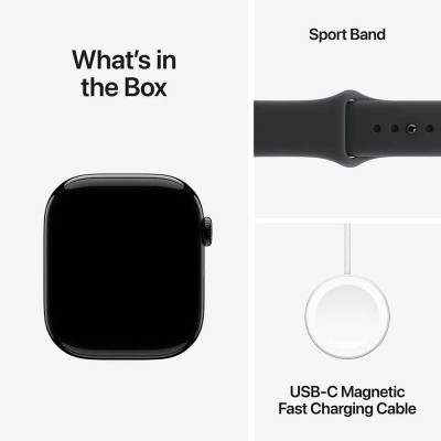 Apple Watch Series 11 GPS 46mm Jet Black Alu. Case w. Black S. Band - S/M (MEUW4)