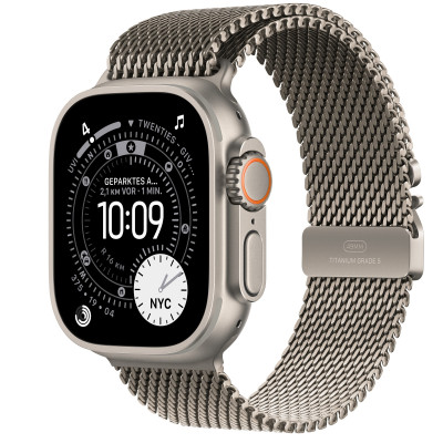 Apple Watch Ultra 3 GPS + Cellular 49mm Natural Tit. Case w. Natural Tit. Milanese Loop - Small (MEWW4)
