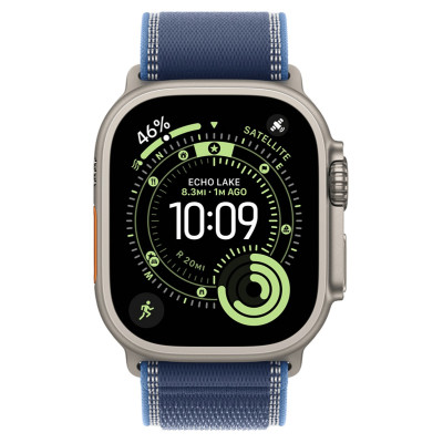 Apple Watch Ultra 3 GPS + Cellular 49mm Natural Tit. Case w. Blue/Bright Blue Trail Loop - S/M (MEWR4)